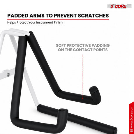 5 Core Ukulele Stand A Frame Metal Body w Soft Padded Arms Support Banjo Ukuleles Mini Guitar Violin White