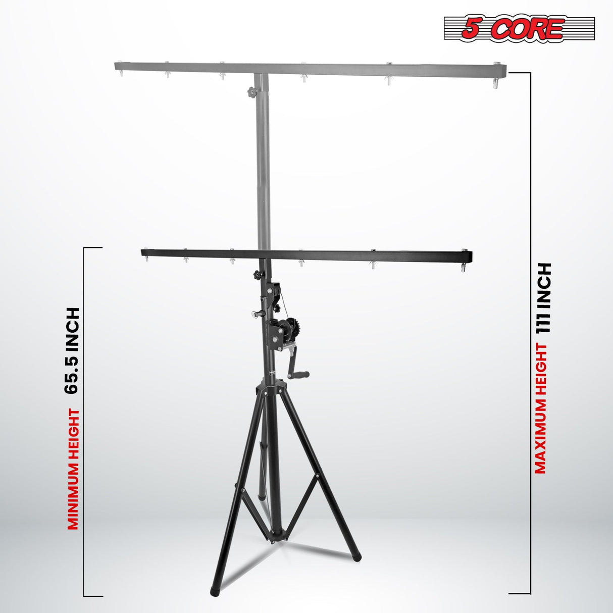 5Core DJ Light Stand Stage Lighting Truss System Hand Crank Heavy Duty Adjustable T bar Mount Tripod