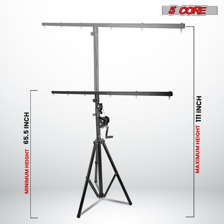 5Core DJ Light Stand Stage Lighting Truss System Hand Crank Heavy Duty Adjustable T bar Mount Tripod