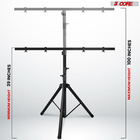 5Core DJ Light Stand Stage Lighting Truss System Height Adjustable 39 to 100" Heavy Duty T bar Mount