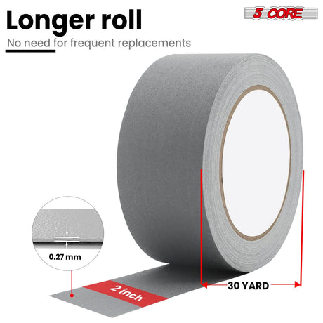5 Core Gaffers Tape 2 Inch 30 Yards Professional Grey Pro Gaff Tape Non Reflective Water Resistant