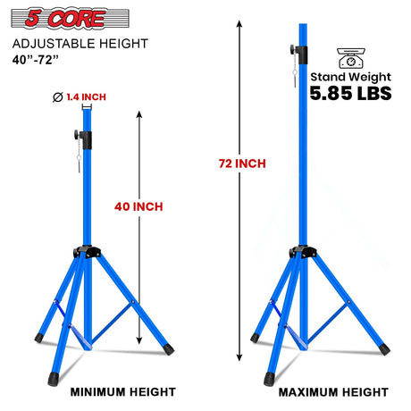 5 Core Speaker Stand Tripod Heavy Duty Adjustable for PA DJ Stage & Event Telescoping Height up to 72″ Universal 35 mm Mount