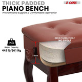 5 Core Piano Bench 3" Padded Cushioned Stool Wooden Heavy Duty Adjustable Musician Chair w Storage