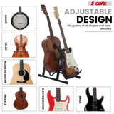 5 Core Double Guitar Stand A Frame Shape w Foam Arms Supports Acoustic Electric Bass Ukulele Banjo