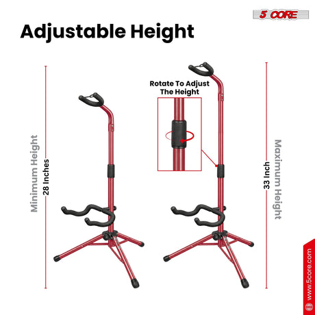 5 Core Guitar Stand Floor Adjustable Heavy Duty w Neck Holder for Acoustic Electric Classic Bass