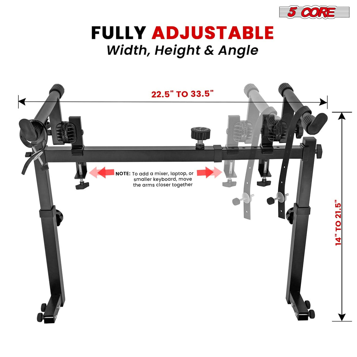 5 Core 2 Tier Keyboard Stand Attachment Adjustable for 54, 88 Electric Digital Piano Stands Adapter