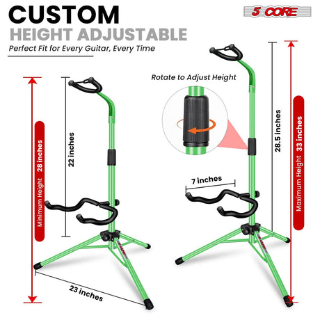 5 Core Guitar Stand Pair Floor Adjustable Heavy Duty w Neck Holder for Acoustic Electric Classic Bass