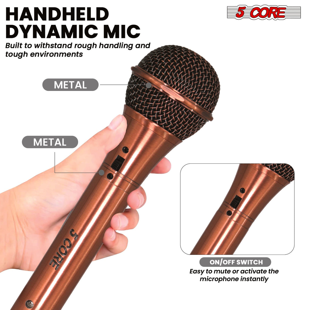 5Core XLR Microphone Dynamic Mic Karaoke Singing Studio Microfono Handheld Mics