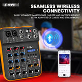 5Core Audio Mixer 4 Channel DJ Soundboard USB Interface Bluetooth Mixing Console w Repeat Delay +48V