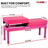 5 Core Duet Piano Bench 3.5 Inch Padded Cushioned Stool Wooden Heavy Duty Musician Chair w Storage