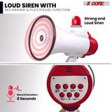 5 Core Megaphone 30W Bull Horn PA Speaker w 800 Yards Range Loud Siren Voice Amp