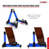 5 Core Guitar Stand Adjustable A Frame Shape w Rubber Pad Arms Supports Acoustic Electric Bass Blue