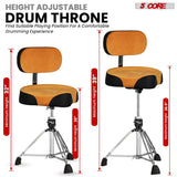 5 Core Drum Throne w Backrest 4" Padded Adjustable 26.5" Drummer Stool w Velvet Top 441Lb Capacity