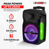5Core 8 inch PA Portable Bluetooth Party Speaker Karaoke Boombox + 2 Wireless Mics 2 Pieces