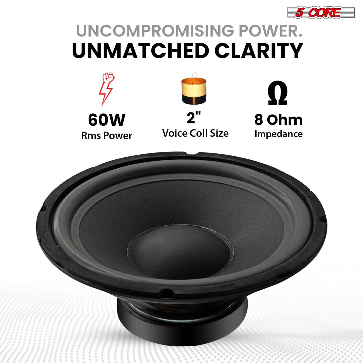 5 Core 10 Inch Guitar Speaker Replacement 600W 8 Ohm Low Distortion for Electric Guitar Amp Cabinet