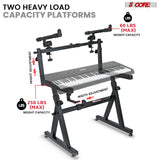 5Core Piano Keyboard Stand Z Style Heavy Duty 2 Tier Stands w Adjustable Arm Fits 54 61 88 Key Board