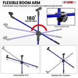 5 Core Mic Stand Floor Height Adjustable Tripod Microphone Stands w Extending Telescoping Boom Arm