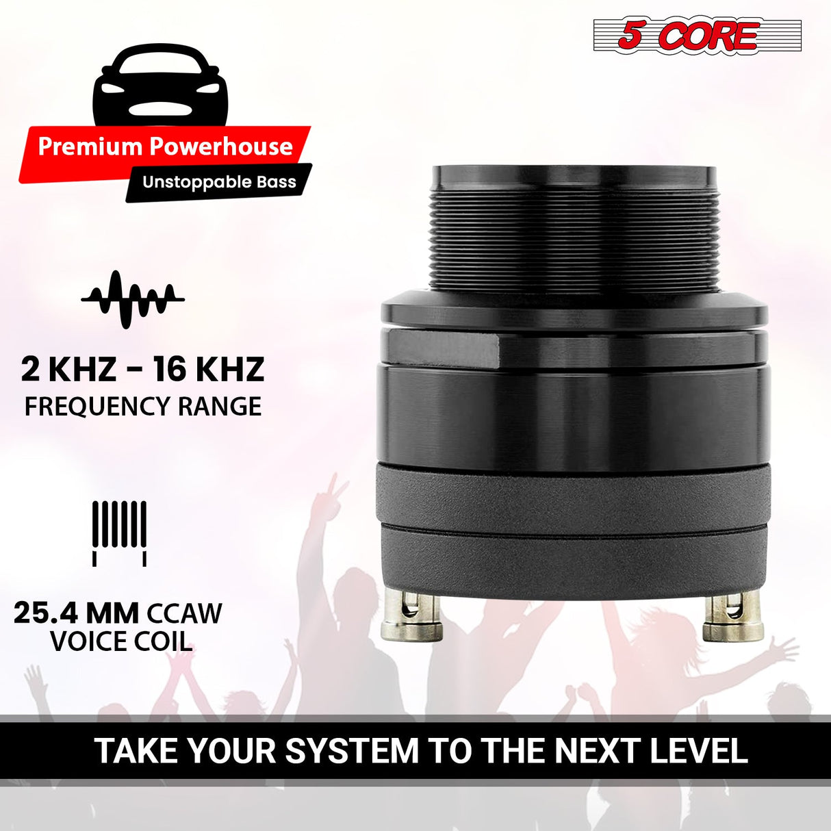 5 Core Super Tweeter 1" 200W Max 4Ohm Neodymium Magnet Titanium Bullet Speaker Horn