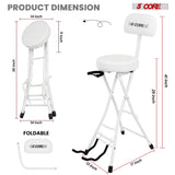 5 Core Guitar Stool w Backrest 3.15" Padded Chair Foldable Music Seat Built in Foot Rest Guitar Stand