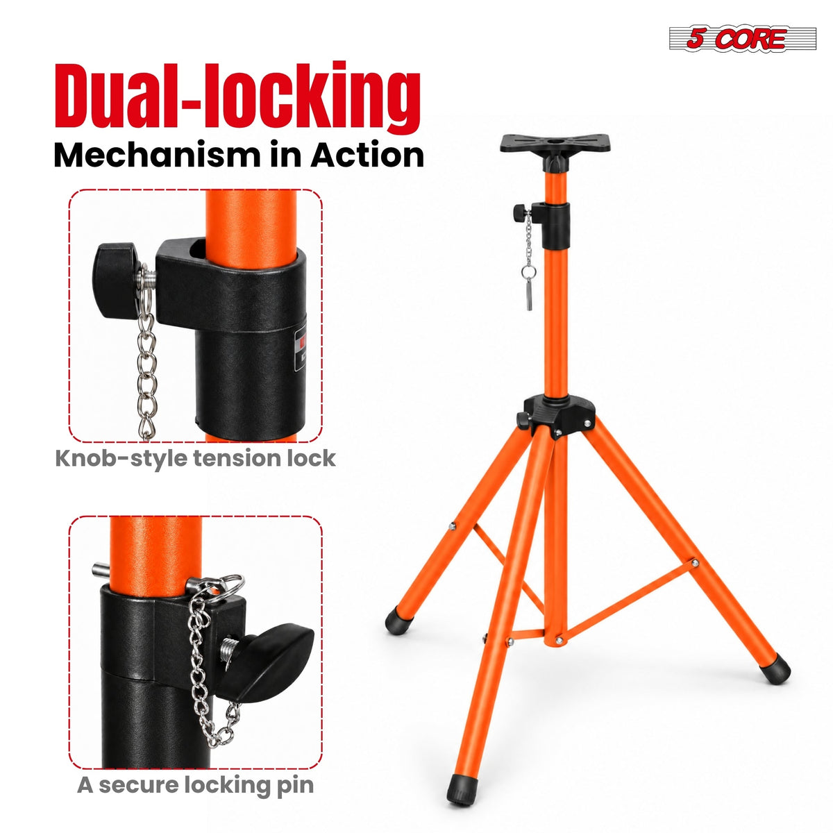 5 Core Speaker Stand Tripod Pair Adjustable PA DJ Universal Pole Mount