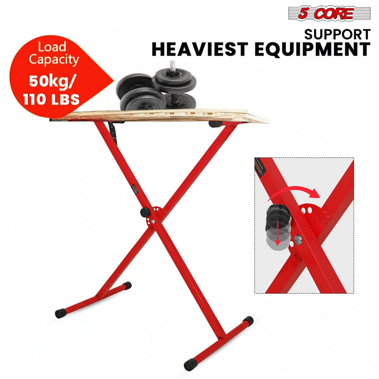 5 Core Keyboard Stand X Shape Adjustable Foldable Portable Key Board Stands w Locking Strap