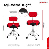 5 Core Drum Throne w Backrest 4" Padded Stool Airlift Adjustable Drummer Chair