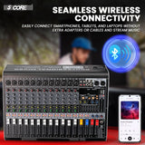 5 Core Audio Mixer 12 Channel DJ Soundboard USB Interface Bluetooth Mixing Console w 99 DSP Effect
