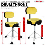 5 Core Drum Throne 4" Padded Seat w Backrest Airlift Adjustable Chair Ergonomic Drummer Stool
