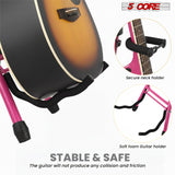5 Core Guitar Stool 3.15" Padded Chair Foldable Music Seat w Built in Foot Rest Guitar Stand
