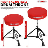 5 Core Drum Throne 3" Padded Drum Seat Height Adjustable Drumming Chair for Practice and Performance