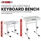 5 Core Keyboard Bench 3" Padded Cushioned Piano Stool Height Adjustable Guitar Seat Folding Portable