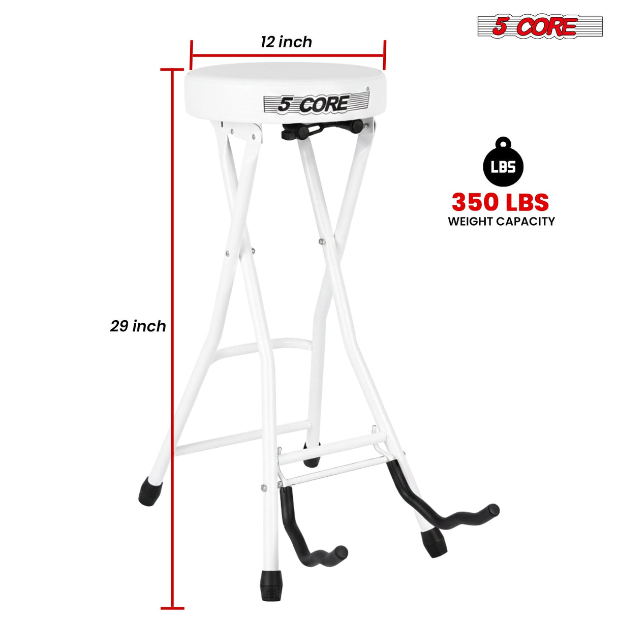 5Core Guitar Stool 3.15" Padded Chair Foldable Heavy Duty Music Seat Built in Foot Rest Guitar Stand