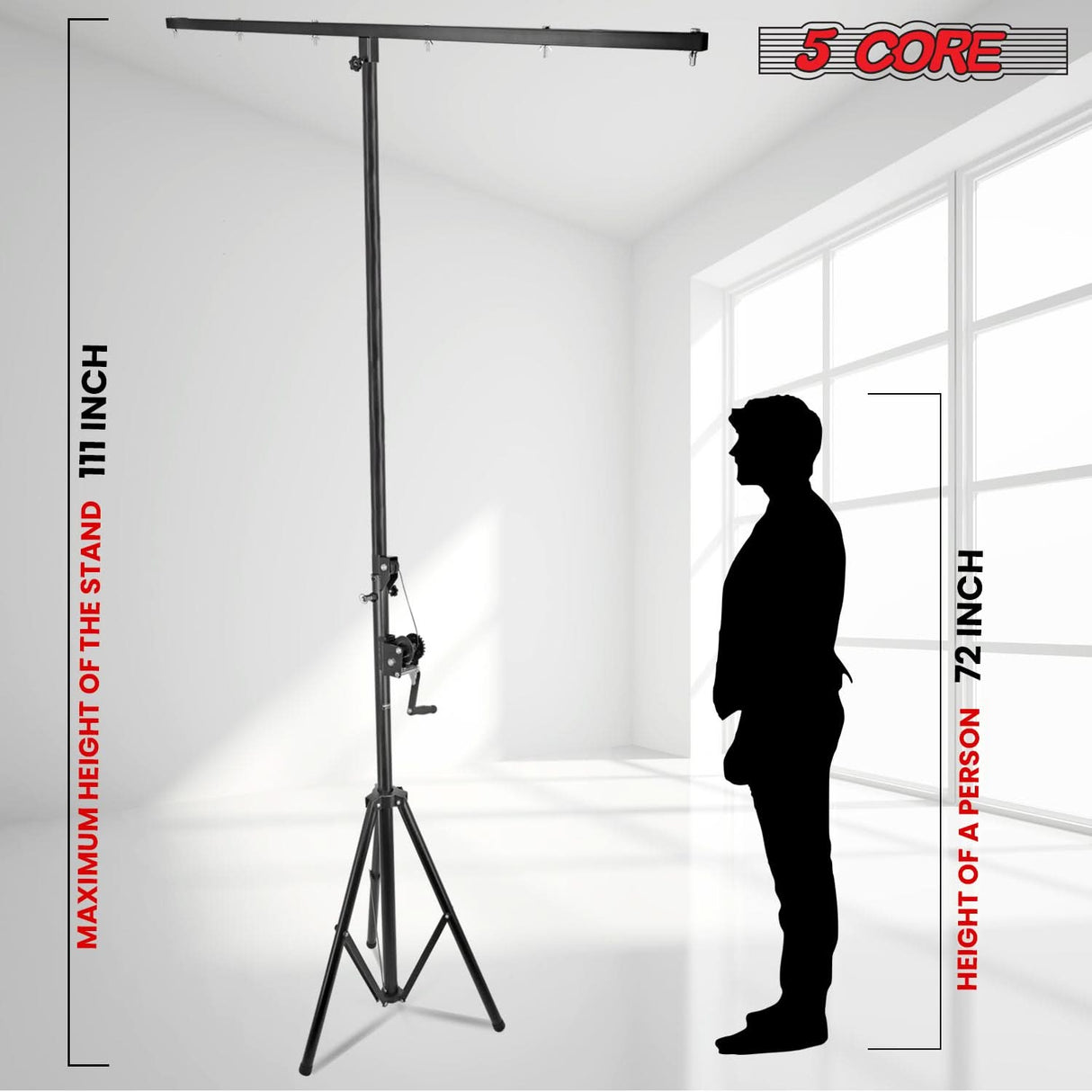 5Core DJ Light Stand Stage Lighting Truss System Hand Crank Up Height Adjustable 65.5 to 111"