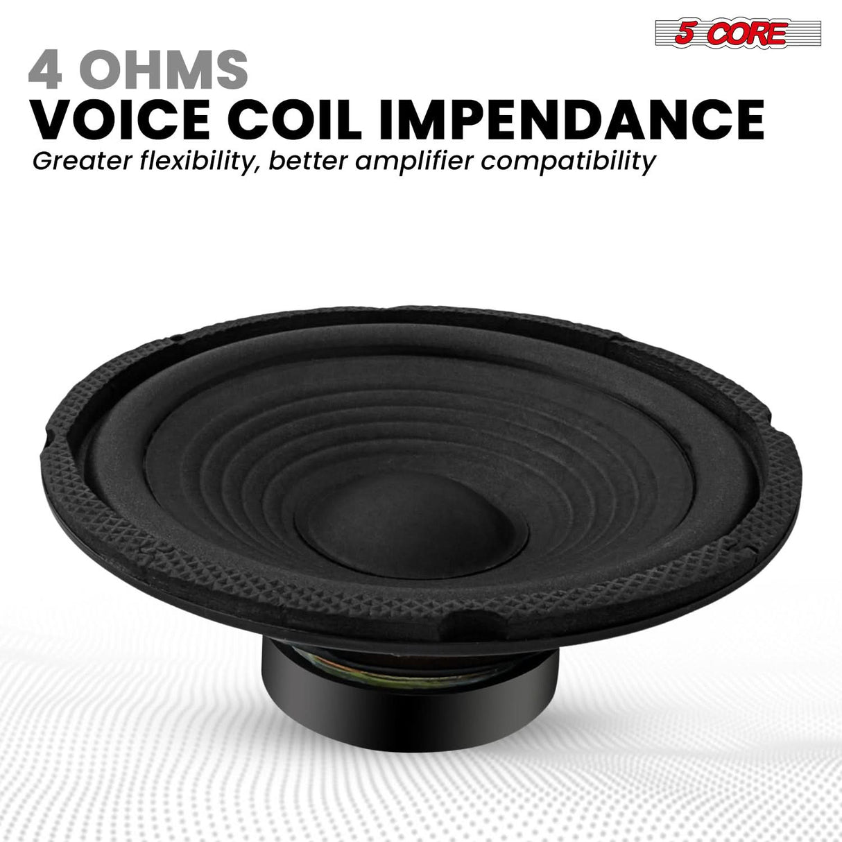 5 Core 6.5 Inch Subwoofer 300W Car Audio Sub Woofer 4 Ohm Deep Bass Replacement Loud Speaker