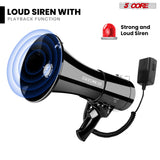 5 Core Megaphone 50W Bullhorn 1100 Yards Loud Siren Maker w Adjustable Volume for Soccer Coaches