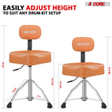 5Core Drum Throne 4" Cushion Padded Stool w Backrest Airlift Height Adjustable Chair w 441Lb Capcity