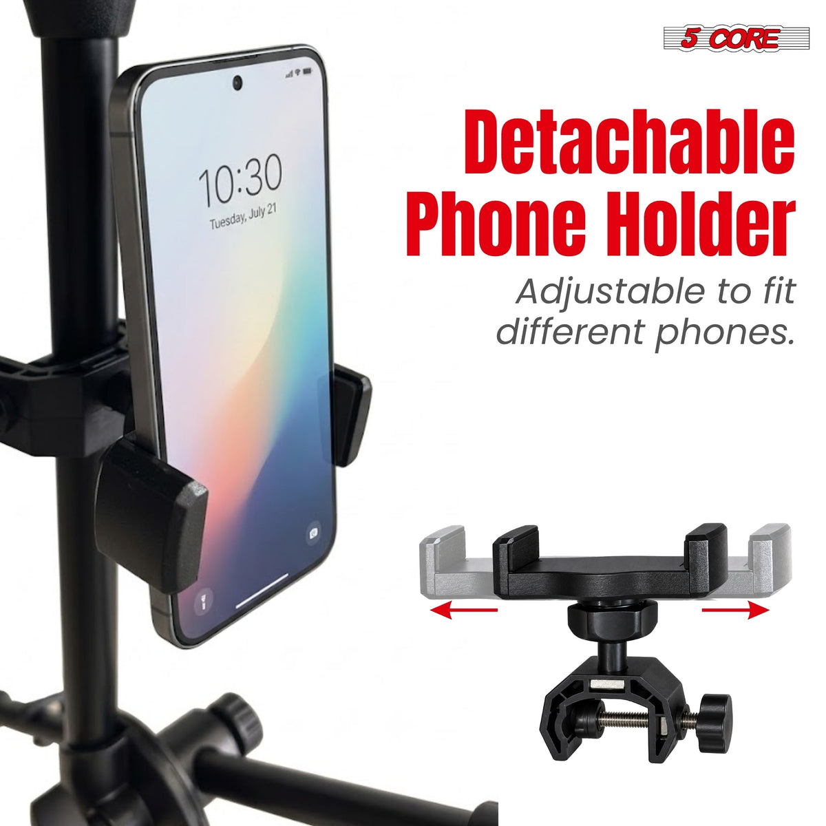5Core Music Stand Height Adjustable Desktop Book Stands w Mic Mobile Holder