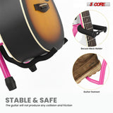 5Core Guitar Stool 3.15" Padded Chair w Backrest Foldable Music Seat Built in Foot Rest Guitar Stand