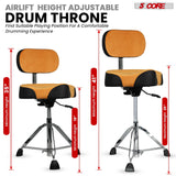 5 Core Drum Throne w Backrest 4" Padded Stool Airlift 25" Adjustable Drummer Stool 441Lb Capacity