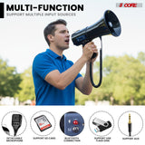 5 Core Megaphone 50W Bluetooth Rechargeable Bullhorn 1100 Yards Loud Siren for Soccer Baseball Coach