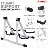 5 Core Double Guitar Stand A Frame Shape w Foam Arms Supports Acoustic Electric Bass Ukulele Banjo