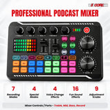 5 Core Podcast Equipment Bundle w Condenser Mic Voice Changer Audio Mixer Pair