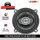 5Core Coaxial Car Door Speakers 5” 4Pcs 350W 4Ohm 2 Way Component Subwoofer Audio w Super Tweeter