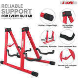 5 Core Double Guitar Stand A Frame Shape w Foam Arms Supports Acoustic Electric Bass Ukulele Banjo