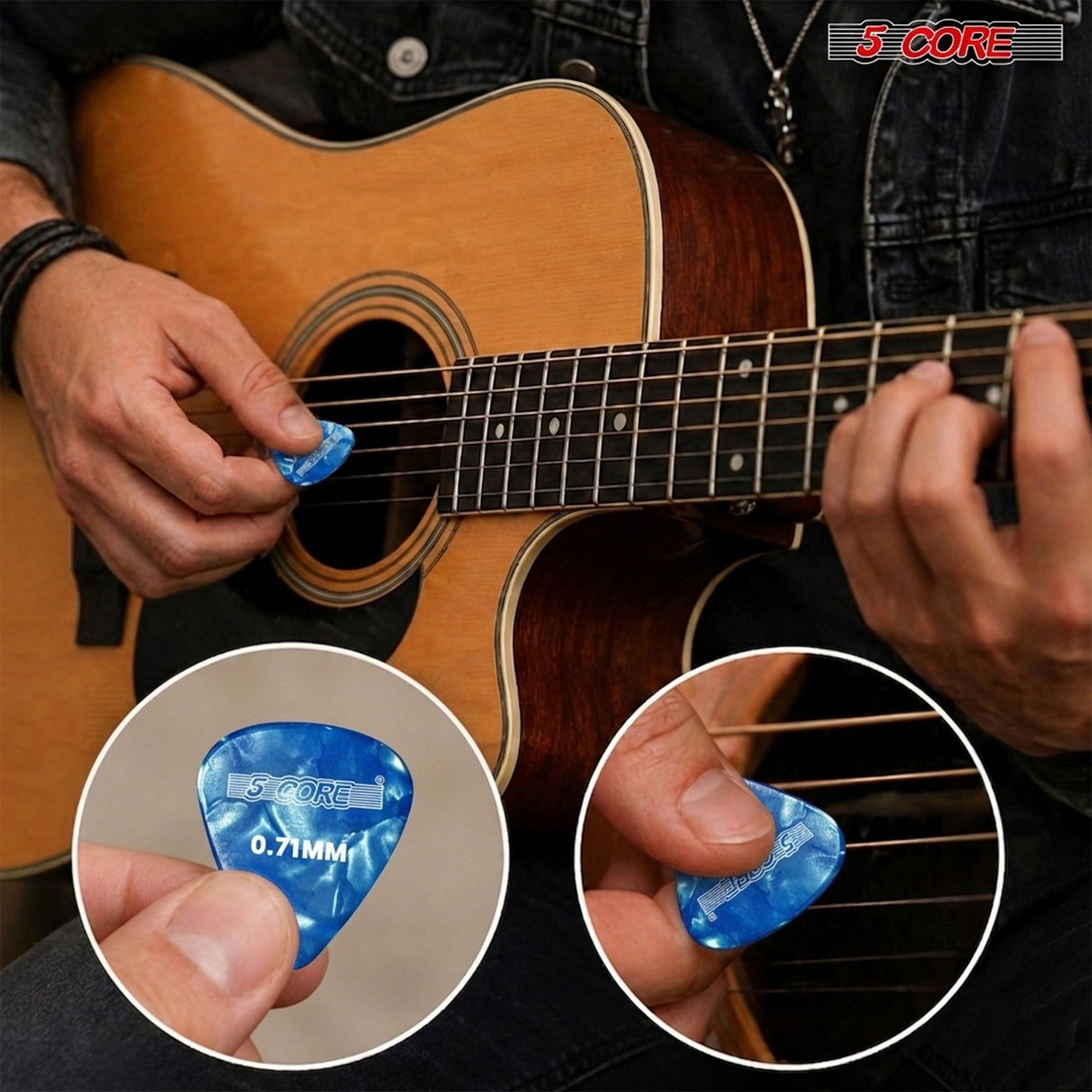 5 Core Guitar Picks 12 Piece Celluloid Light Medium Heavy Extra Heavy for Acoustic Electric Guitars