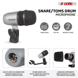 5 Core Drum Microphone Kit 9Pc All Metal Drummer Mics Tom/Snare & Cymbals Wired Instrument Drums Set