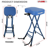 5 Core Guitar Stool 3.15" Padded Chair Foldable Music Seat w Built in Foot Rest Guitar Stand