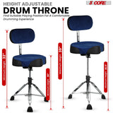 5 Core Drum Throne w Backrest 4" Padded Adjustable 26.5" Drummer Stool w Velvet Top 441Lb Capacity