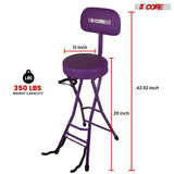 5Core Guitar Stool 3.15" Padded Chair w Backrest Foldable Music Seat Built in Foot Rest Guitar Stand