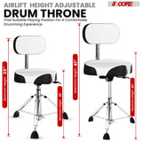 5 Core Drum Throne 4" Padded Seat w Backrest Airlift Adjustable Chair Ergonomic Drummer Stool
